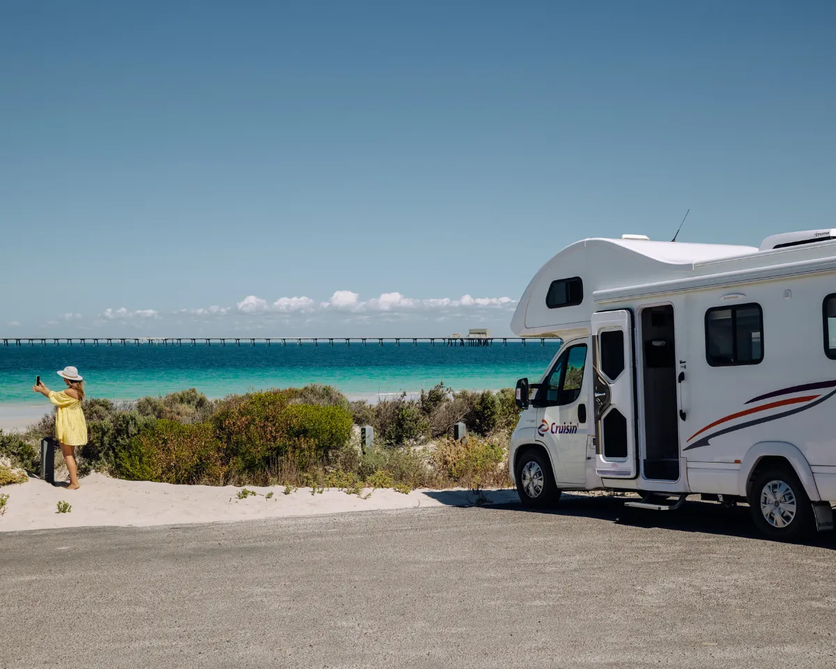 Campervan hire Sydney with Blue Mountains backdrop