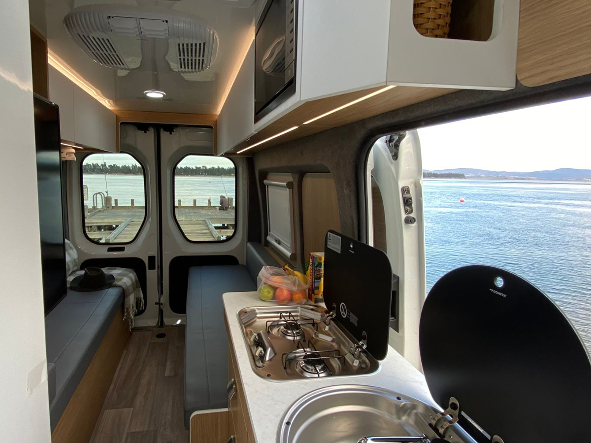 Cruisin 2 Berth Hitop - Kitchen with sliding door open