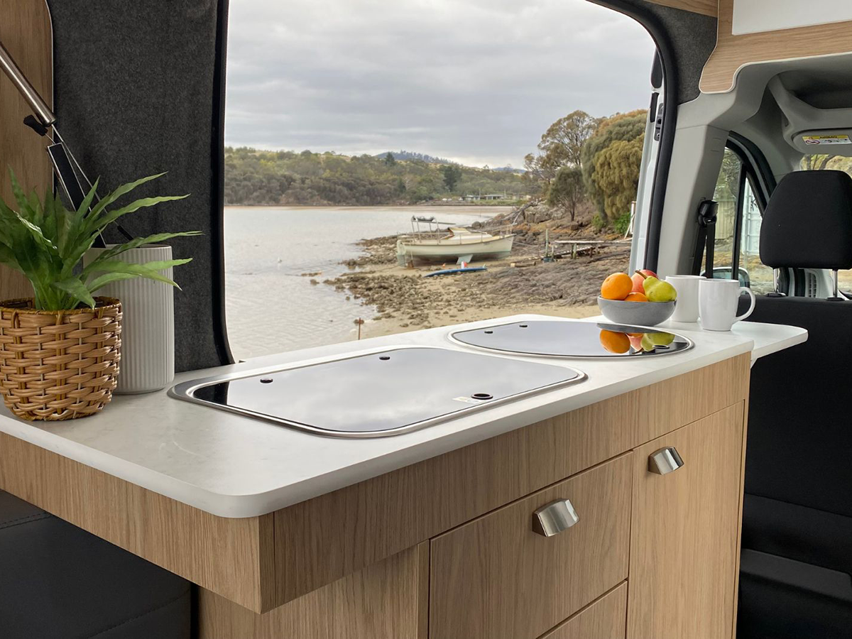 Rover 2 Berth - Kitchen with Sliding Door Open