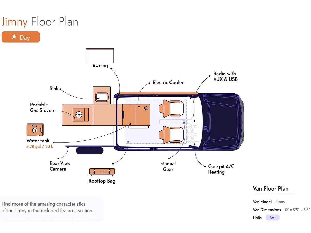 4WD Adventure Tent Manual Floor Plan Day