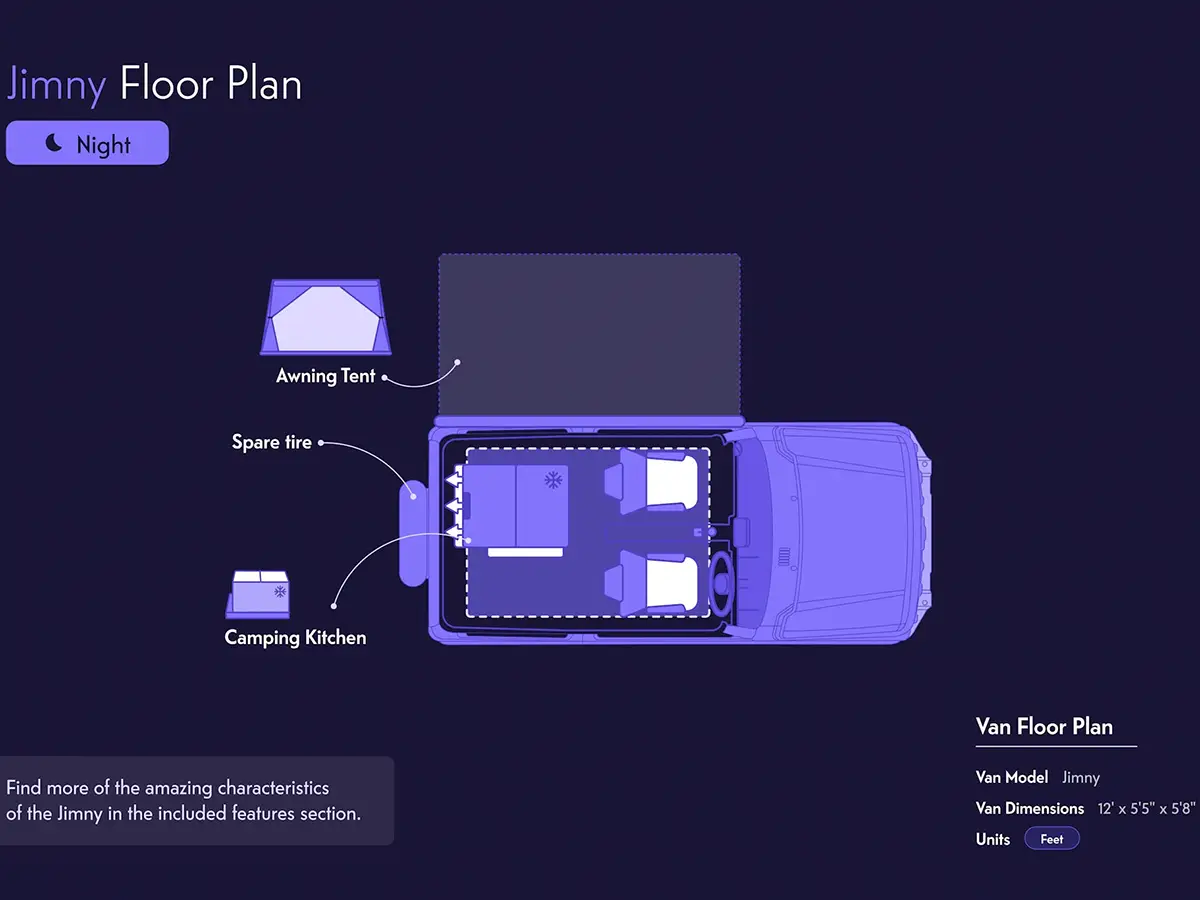 4WD Adventure Tent Manual Floor Plan Night