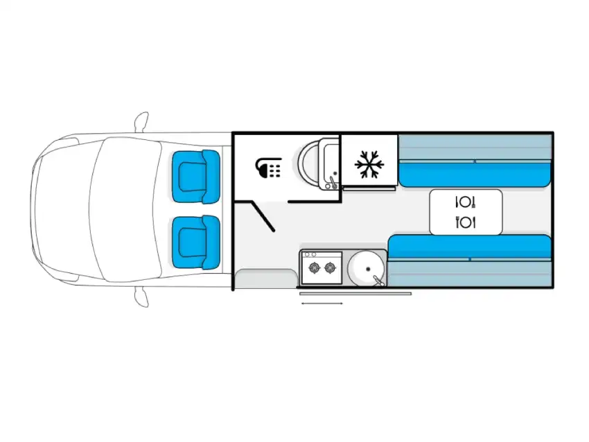 LJ 2 Berth Escape Motorhome - Floorplan view